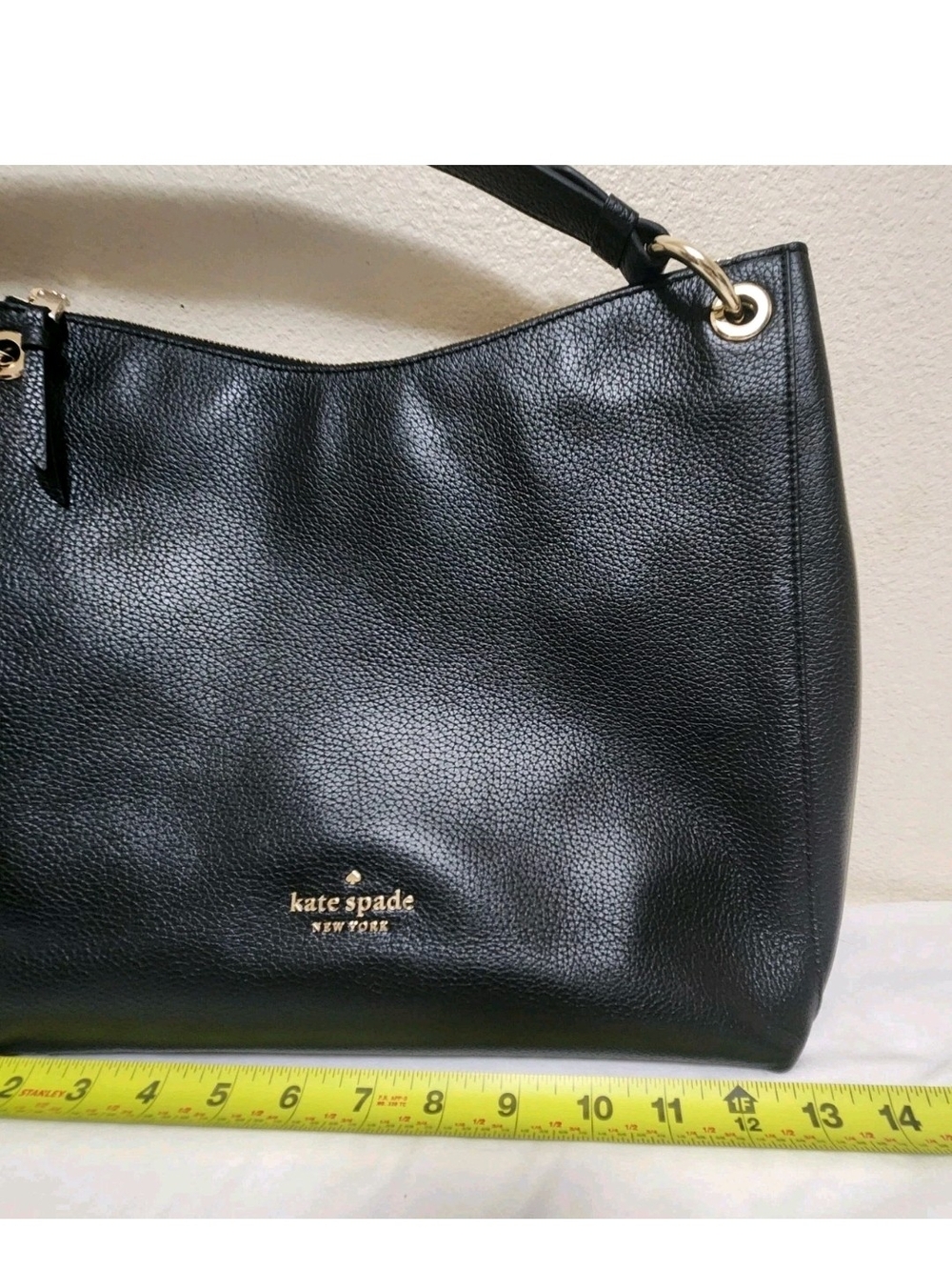 Kate Spade Kat Black Pebbled Leather Hobo Shoulder Bag Classic Large 13x12x4.5 - Picture 10 of 16